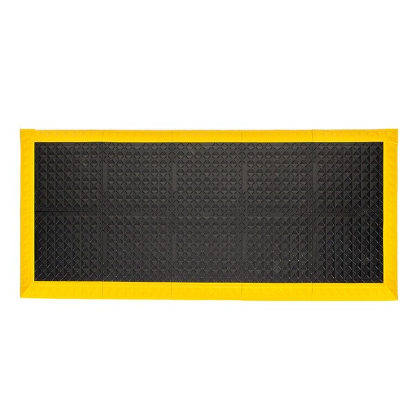Safe-Flex Antifatigue Mat, 44 inch L x 98 inch W, Black Tiles / Yellow Border RF1BZ3 - main